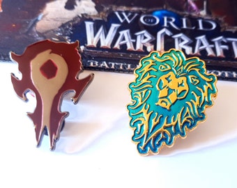 Épinglette en émail World Of Warcraft / Épinglette de la Horde et de l'Alliance Warcraft / Cadeau pour gamer Épinglette Wow du jeu vidéo