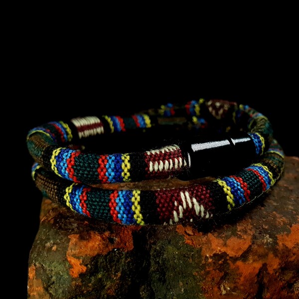 Ethnic Rope Bracelet / Magnetic Survival Bracelet For Men And Women / Bohemian Wrap Cord Bracelet / Mountain Bracelet Birthday Gift