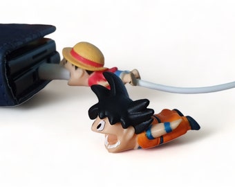 Dragon Ball Goku Kabelschutz / One Piece Ruffy USB-Ladegerät Zubehör / Anime Handykabel Zubehör Geschenk