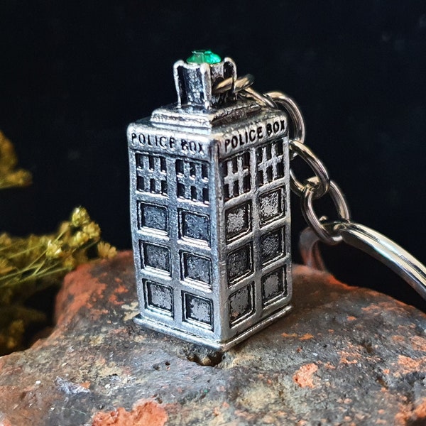 Doctor Who Tardis Keyring / Silver Tt Capsule Time Ship / Dr Who Blue Police Box Time Machine Jewelry