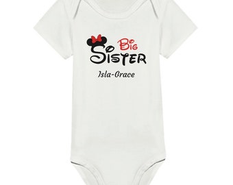 Body de manga corta para bebé clásico de Disney de Big Sister personalizado