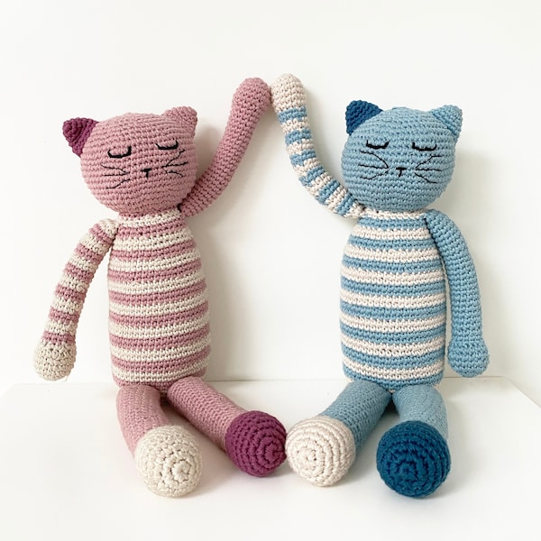 Plush Sleeping Kitten Rattle | Handmade Stuffed Animal | Soft Toy Cat