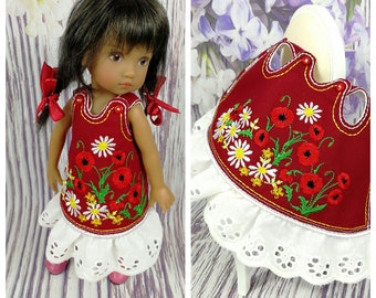 Dress for doll Boneka, dress for Dianna Effner doll, dress for 10 inch doll, doll dress with embroidery "WILDFLOWERS 2"