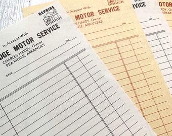 Vintage 1960's Pea Ridge Motor Service Receipts - 6 sheets