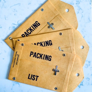 Vintage Packing List Clasp Envelopes Junk Journal NOS Set of 3 image 1