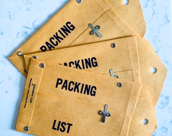 Vintage Packing List Clasp Envelopes - Junk Journal - NOS - Set of 3