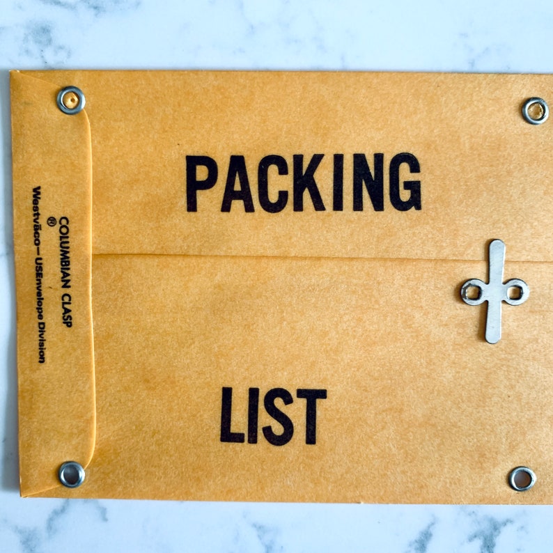 Vintage Packing List Clasp Envelopes Junk Journal NOS Set of 3 image 3