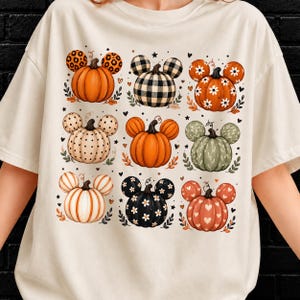 Preppy Fall Mouse Pumpkin T-shirt, Pumpkin Patch Hain-painted Tee, Trendy Halloween, Boho Floral Fall Tee, Autumn Tee, Tis The Season Tee