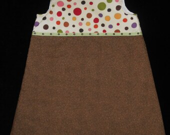 Girls Size 5 Brown Jumper Dress with Large Polka Dots