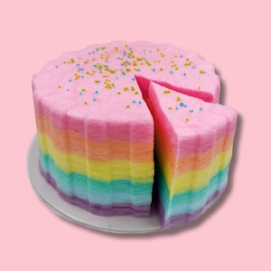 Spécial anniversaire d'enfants - Gâteau de barbe à papa arc-en-ciel, végétalien et sans gluten (6-8 portions 24 cm X 12 cm)