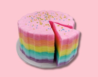 Verjaardagsspecial voor kinderen: regenboog suikerspintaart, veganistisch en glutenvrij (6-8 porties: 24 x 12 cm)