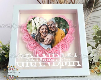 Gepersonaliseerde oma bloem schaduw frame doos, aangepaste naam Rose frame decoraties, rozen doos met naam, Moederdag cadeau, cadeau voor moeder