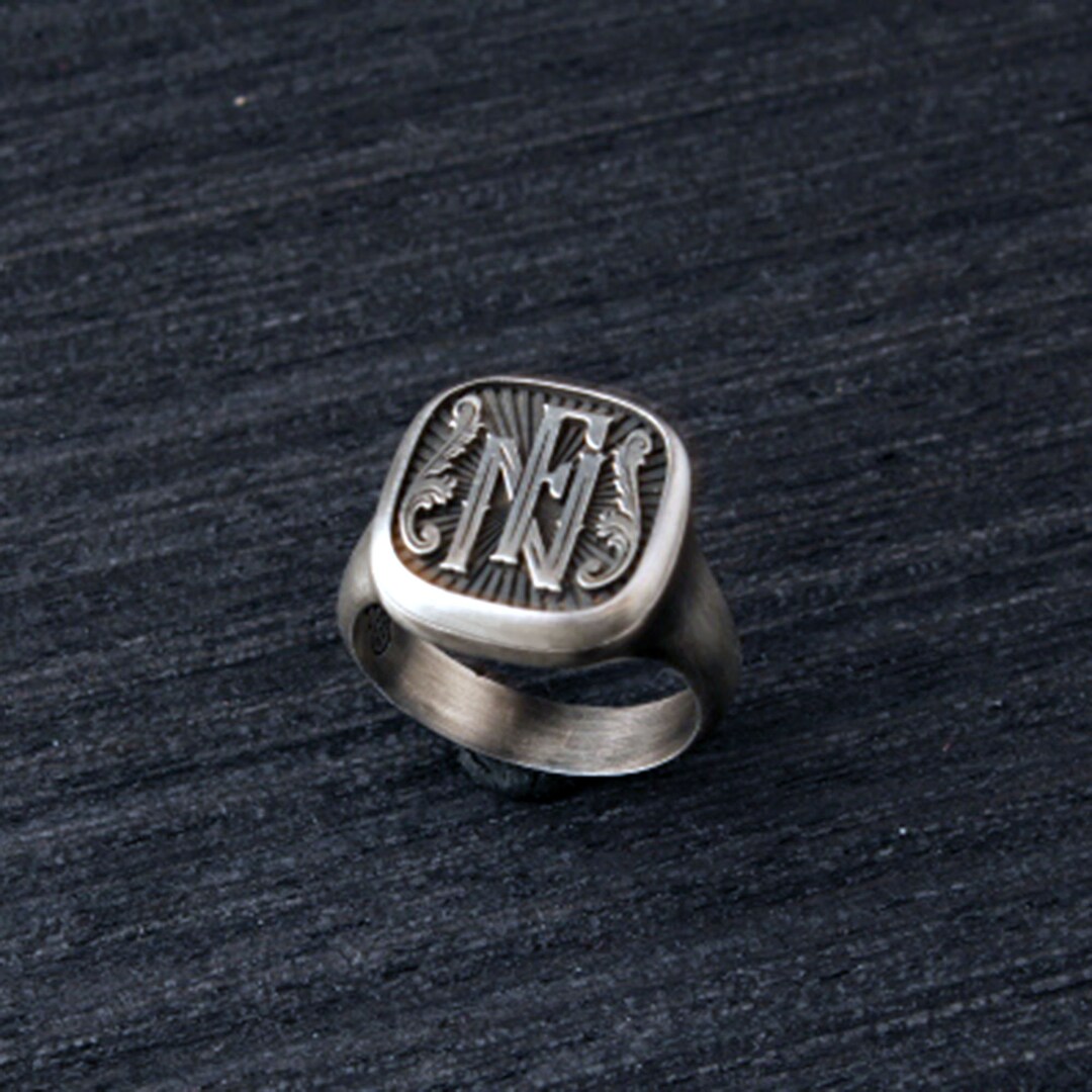 Monogramed Signet Rings Men Men Silver Signet Ring - Personalized - Engraved Men's Ring - Signet ...