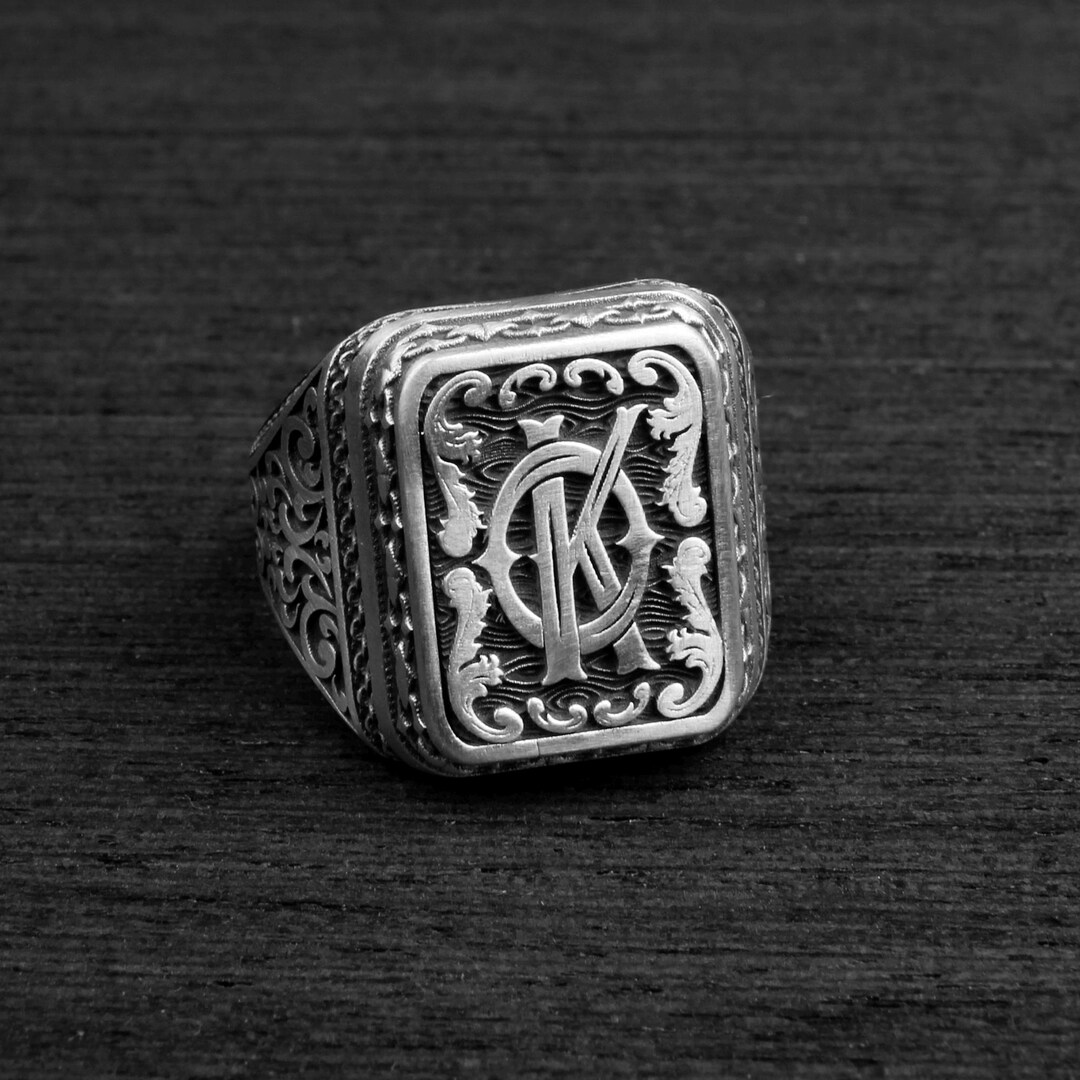 Handmade Personalized Men's Silver Ring - Custom Engraved Metal Jewelry ...