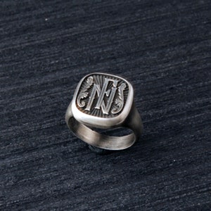 Silver Signet Ring - Personalized - Engraved Men&#39;s Ring - Signet Ring - Monogram Ring - Personalized Jewelry - Signet Ring Monogram Jewelry
