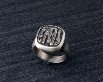 Silver Signet Ring - Personalized - Engraved Men's Ring - Signet Ring - Monogram Ring - Personalized Jewelry - Signet Ring Monogram Jewelry
