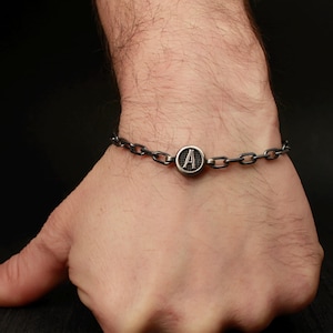 Personalisierbares handgemachtes Sterling Silber Herren Armband: Gravur Schmuck Geschenk