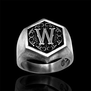 Silver Signet Ring - Personalized - Engraved Men&#39;s Ring - Men Ring - Monogram Ring - Personalized Jewelry - Signet Ring Monogram Jewelry