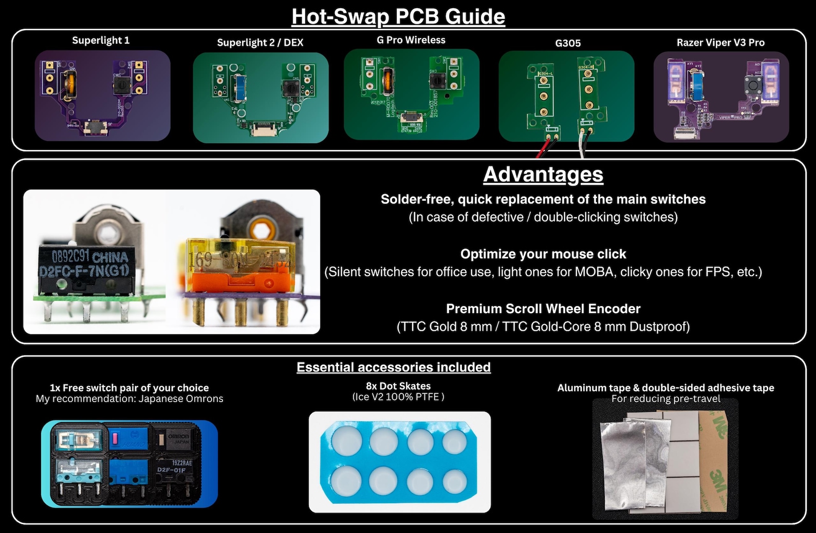 Hot-swap PCB for Logitech G Pro X Superlight 1, 2, 2 DEX & 2c | Fix ...