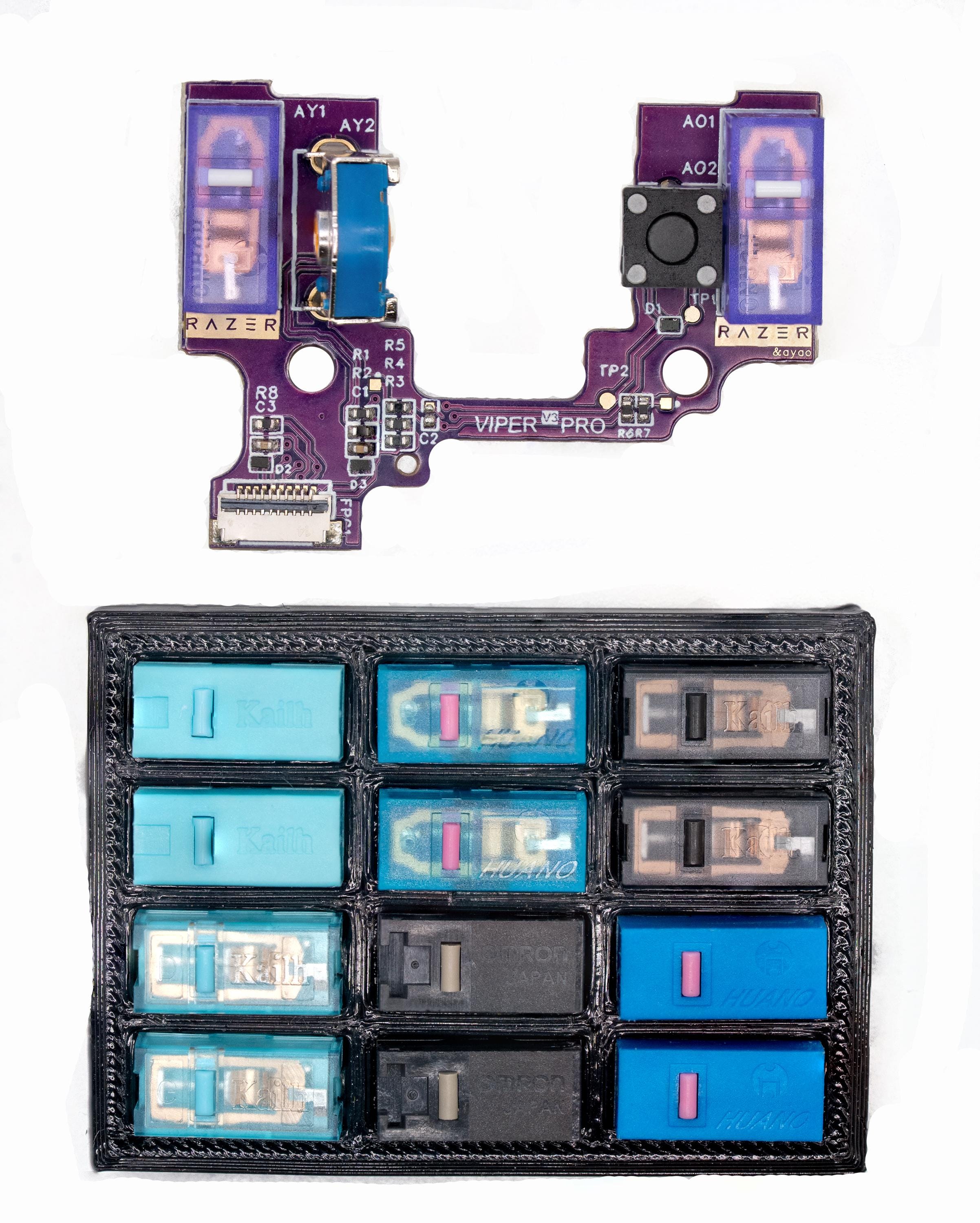 Razer Viper V3 Pro Hot-swap PCB | Upgrade Microswitches & Scroll