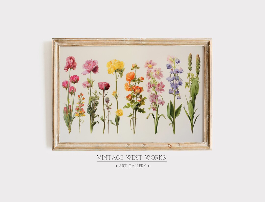Spring Wildflowers Diagram Art Print | Vintage Floral Chart Poster Wall ...