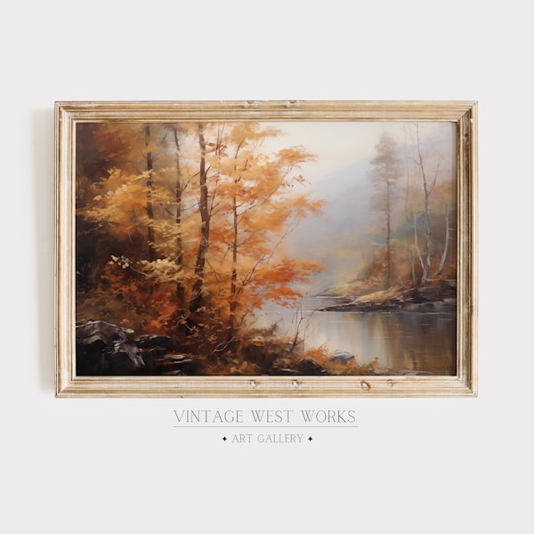 Vintage Forest Wall Art | Autumn Forest Landscape Oil Painting - Etsy