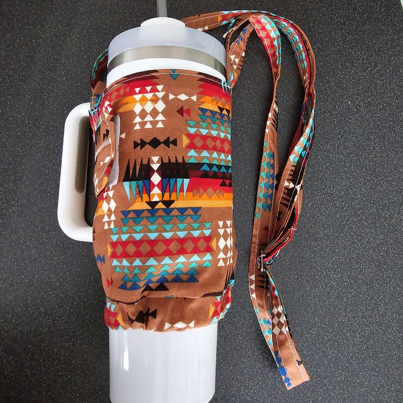 Beige Crossbody Tumbler Carrier with Detachable Wallet Pouch and Adjustable Strap main image 1