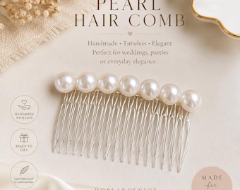 Parelmoerhaarkam voor bruid | Bruidshaarkam | Haaraccessoire bruiloft | Ivoorparelkleurig haarstukje | Lichtgewicht kam