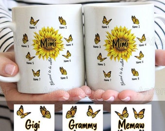 Mug tournesol personnalisé grand-mère, cadeau fête des mères, tasse grand-mère personnalisée en céramique, tasse à café grand-mère, tasse de voyage tournesol en céramique