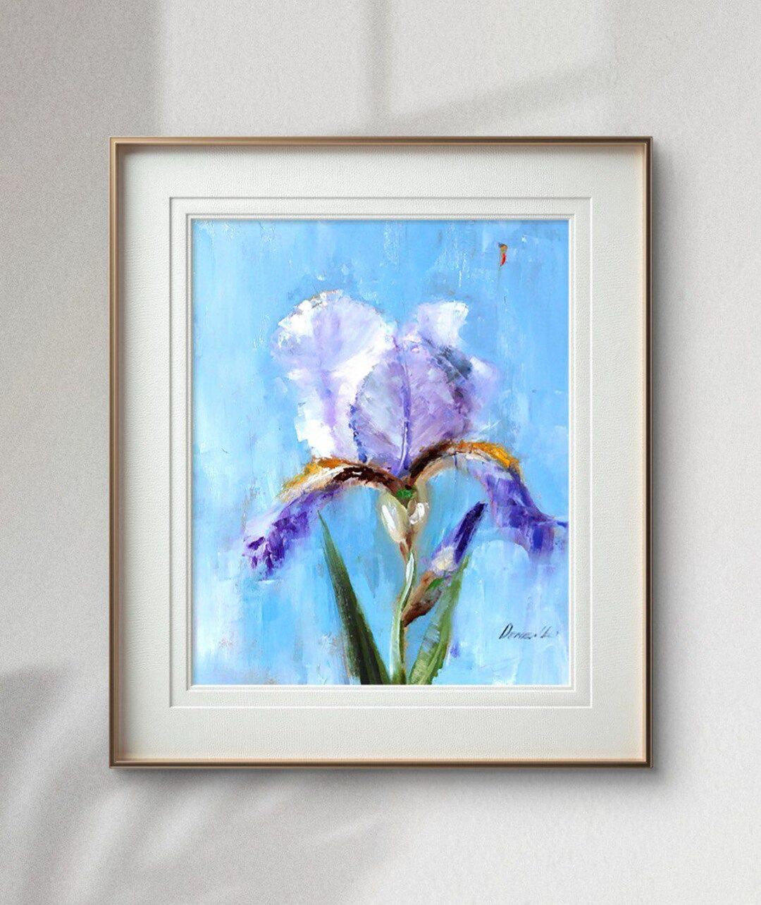 Textured Iris Oil Painting: Original Floral Wall Decor, Impasto Art - Etsy