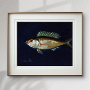 Textured Miniature GOLD Fish Oil Painting: Realistic Abstract Impasto Art for Wall Decor