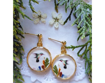 Blooming Aviary: Handcrafted Jewelry Set with Bird and Flower Motifs for Gift