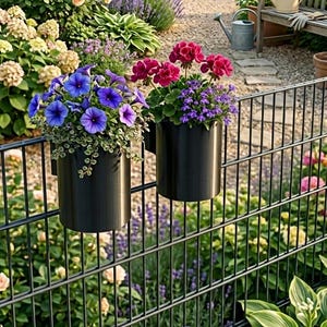 Massive Halterung für Doppelstabmattenzaun 8/6/8 | XL-Becher 150mm Hoch | Wetterfestes| Profi-Zubehör für Zaunbau, Garten & Baustelle