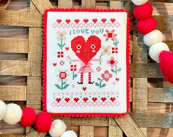 I Heart You Cross Stitch Pattern PDF