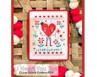 I Heart You Too Cross Stitch PDF