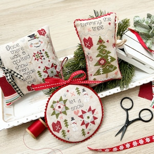 Quilted Christmas Cross Stitch PDF download (Set of 3 Color Only Patterns)