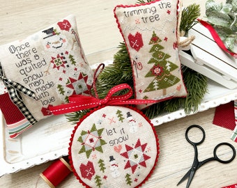 Quilted Christmas Cross Stitch PDF download (Set of 3 Color Only Patterns)