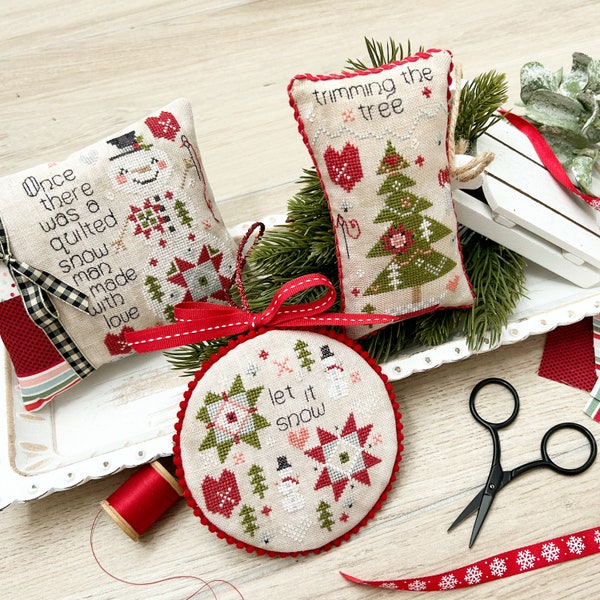 Gequilteter Weihnachtskreuzstich PDF download (3 Farbmuster)
