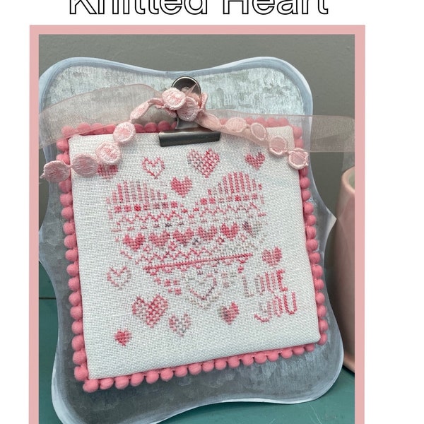 Knitted Heart Cross Stitch Pattern PDF download