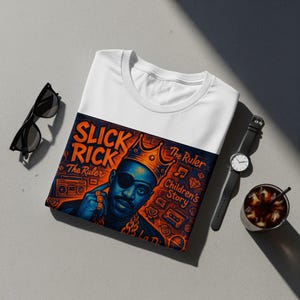 Slick Rick The Ruler T-Shirt, Hip Hop Legend Graphic Tee, Children&#39;s Story Design, La Di Da Di Artwork, Iconic Rapper Apparel