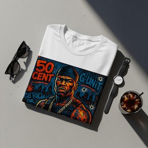 Vintage 90er Jahre Hip Hop Grafik T-Shirt 50 Cent werde reich oder Die Tryin G Einheit inspiriert Shirt Rap Musik T Shirt Retro Urban Fashion Top