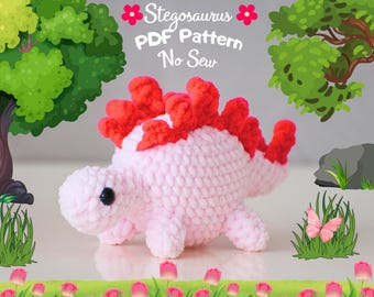 No Sew Stegosaurus Crochet Pattern: Amigurumi Dinosaur (PDF Pattern)