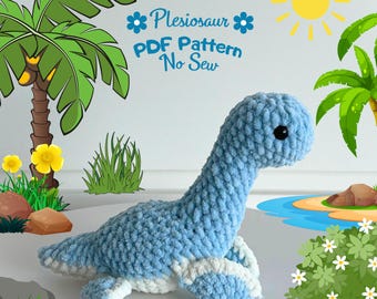 No Sew Plesiosaur Crochet Pattern: Amigurumi Dinosaur (PDF Pattern)