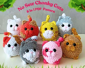 Patrón de crochet de gato corpulento sin costuras: Paquete de peluches amigurumi (patrón PDF)