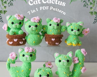 Haakpatroon kat: 7-in-1 amigurumi-pdf (Amerikaanse voorwaarden)