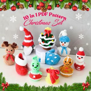 10 in 1 Christmas Amigurumi Bundle No Sew Crochet Pattern Car Hanging Christmas Pattern Christmas Holiday Crochet Patterns Christmas Pattern