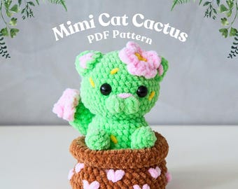 Haakpatroon Mimi Cat Cactus: amigurumi knuffel (pdf-patroon)