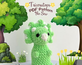 Triceratops Crochet Pattern: No-Sew Amigurumi Dinosaur (PDF Pattern)