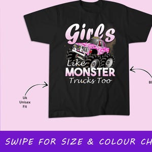 Monster Truck T Girls Like Monsters Too Birthday Gift T-Shirt, Sweatshirt, Hoodie, Tote Bag - 10328