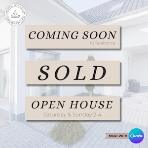 Real Estate Yard Signage Riders Template | Real Estate Riders | Canva | Customizable Yard Signage Riders (24x6in)